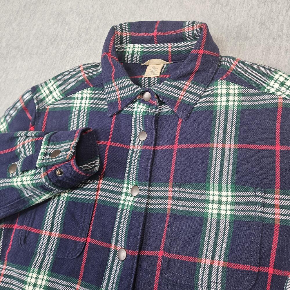 Duluth Trading Shacket Womens M Flapjack Shirt Jacket Plaid Snap Up
